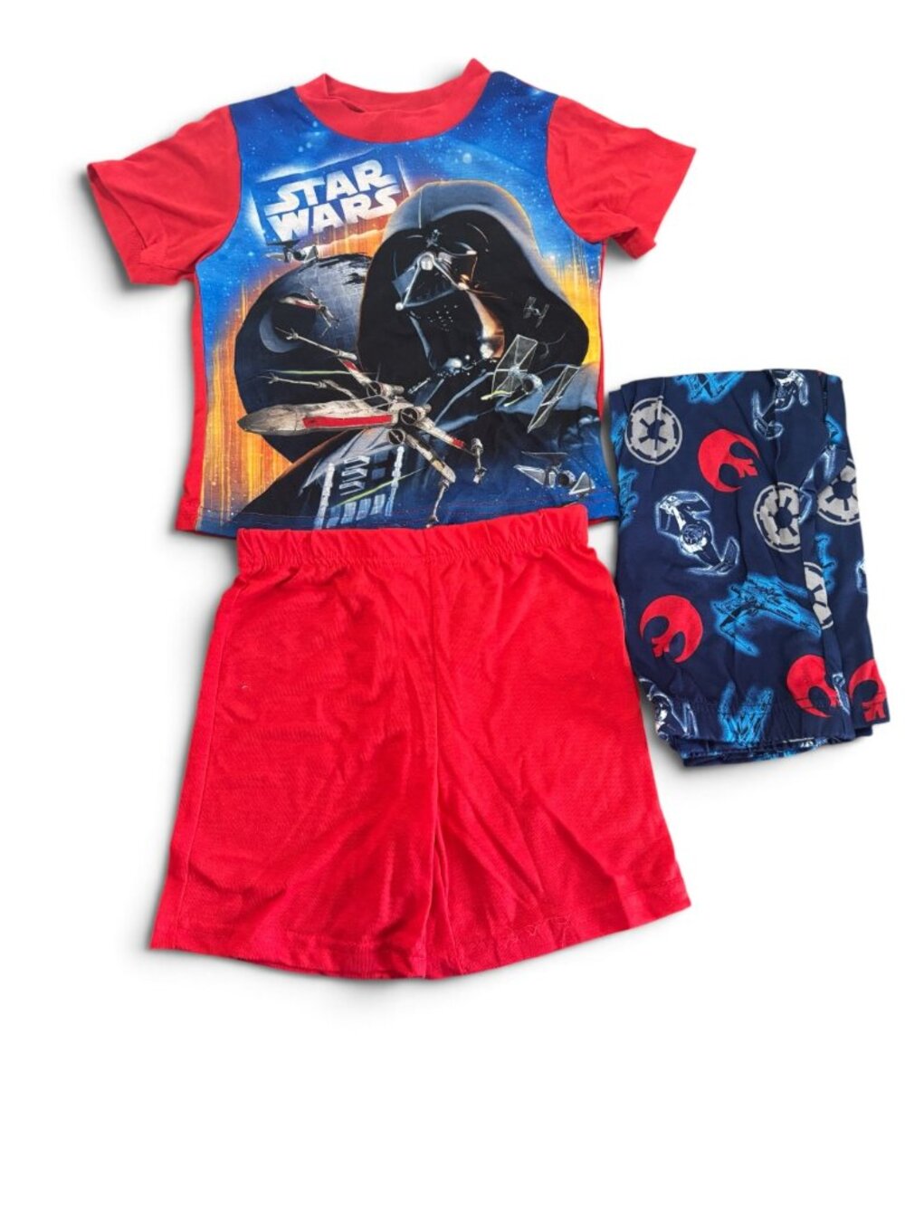 NWT Star Wars Darth Vader Boys 3 Piece Pajama Set T-Shirt Shorts/Pants Sleepwear